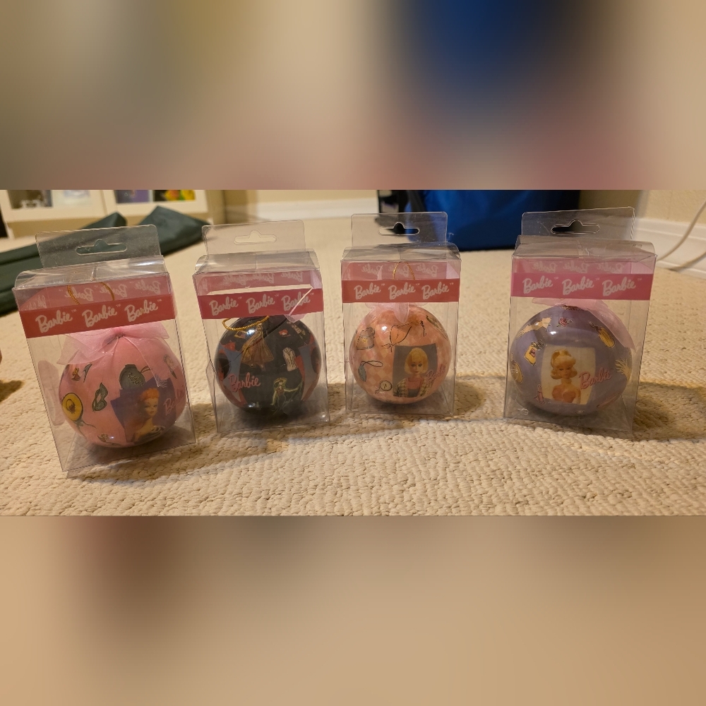 Lot Of (4) Barbie Christmas Balls, Collectible, Circa 1996, NIB